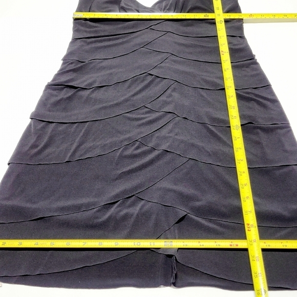 VTG La Belle Black Sleeveless Layered Mini Dress with Rhinestone Accent (L) - Picture 10 of 10